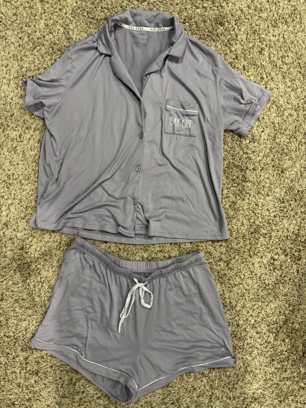 Rae Dunn light purple pajama short sleeve set size Large